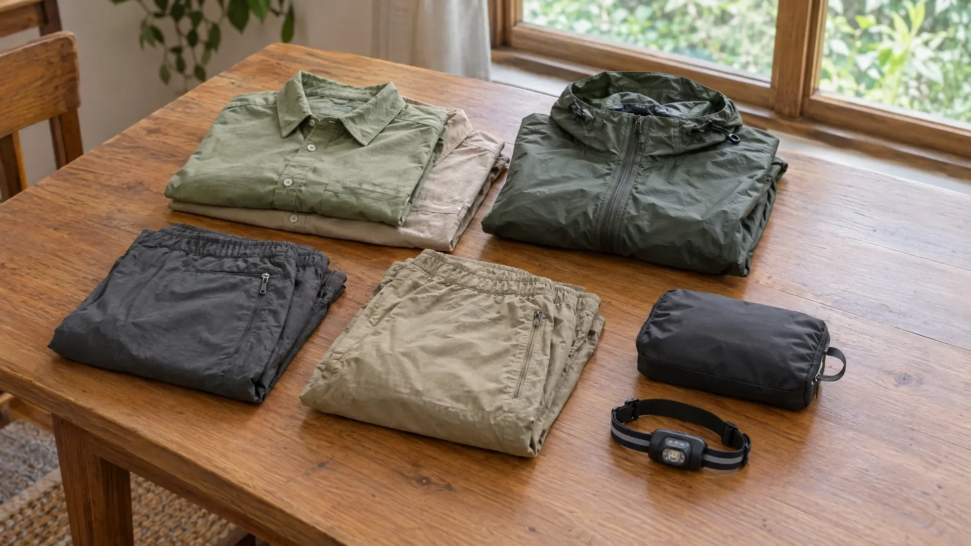 Illustration of clothing and travel gear to pack.